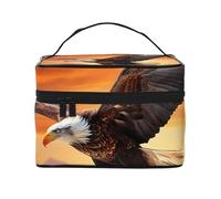 SDTYKHJ Makeup Bag for Women Cosmetic Bag Travel Toiletry Bag Eagle flying in the sunset Make Up Organizer with Handle