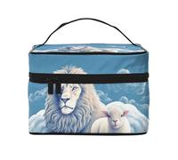 SDTYKHJ Makeup Bag for Women Cosmetic Bag Travel Toiletry Bag Lamb with A Lion On The Clouds Make Up Organizer with Handle