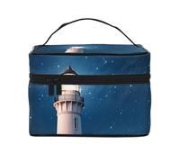 SDTYKHJ Makeup Bag for Women Cosmetic Bag Travel Toiletry Bag Lighthouse Under Starry Night Sky Make Up Organizer with Handle