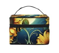 SDTYKHJ Makeup Bag for Women Cosmetic Bag Travel Toiletry Bag Moonlight Sunflower Pattern Make Up Organizer with Handle