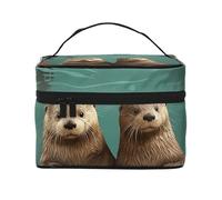 SDTYKHJ Makeup Bag for Women Cosmetic Bag Travel Toiletry Bag Otters in Love Make Up Organizer with Handle