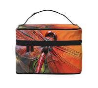 SDTYKHJ Makeup Bag for Women Cosmetic Bag Travel Toiletry Bag Red Dragonfly Make Up Organizer with Handle