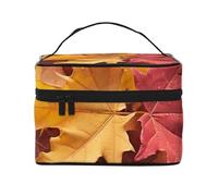 SDTYKHJ Makeup Bag for Women Cosmetic Bag Travel Toiletry Bag Red Yellow Fall Maple Leafs Make Up Organizer with Handle