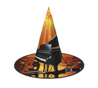 SDTYKHJ Musical Theatre Halloween Witch Hat for Women Men Wide Brim Foldable Witches Hats Party Cosplay Costume Hat, Black, 2 PCS