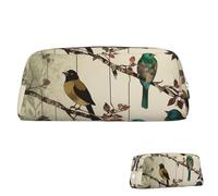 SDTYKHJ Pencil Case Birds on Branches Big Pencil Bag Portable Coin Pouch Aesthetic Cosmetic Bag Leather Makeup Bag