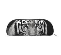 SDTYKHJ Pencil Case Black and White Tiger Big Pencil Bag Portable Coin Pouch Aesthetic Cosmetic Bag Leather Makeup Bag, Silver, One Size