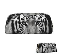 SDTYKHJ Pencil Case Black and White Tiger Big Pencil Bag Portable Coin Pouch Aesthetic Cosmetic Bag Leather Makeup Bag
