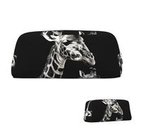 SDTYKHJ Pencil Case Black Giraffe Big Pencil Bag Portable Coin Pouch Aesthetic Cosmetic Bag Leather Makeup Bag, Silver, One size