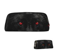 SDTYKHJ Pencil Case Black Red Eyed Wolf Big Pencil Bag Portable Coin Pouch Aesthetic Cosmetic Bag Leather Makeup Bag