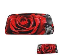 SDTYKHJ Pencil Case Black White and Red Roses Big Pencil Bag Portable Coin Pouch Aesthetic Cosmetic Bag Leather Makeup Bag, Gold, One Size