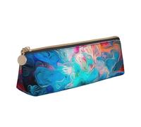 SDTYKHJ Pencil Case Blue Aesthetic Color Splash Big Pencil Bag Portable Coin Pouch Aesthetic Cosmetic Bag Leather Makeup Bag