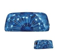 SDTYKHJ Pencil Case Blue Dandelion Big Pencil Bag Portable Coin Pouch Aesthetic Cosmetic Bag Leather Makeup Bag, Silver, One Size