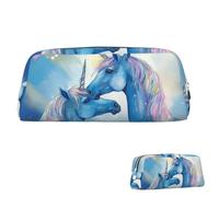 SDTYKHJ Pencil Case Blue love Big Pencil Bag Portable Coin Pouch Aesthetic Cosmetic Bag Leather Makeup Bag