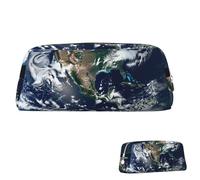 SDTYKHJ Pencil Case Blue Marble Earth Big Pencil Bag Portable Coin Pouch Aesthetic Cosmetic Bag Leather Makeup Bag, Silver, One size