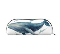 SDTYKHJ Pencil Case Blue Whale Big Pencil Bag Portable Coin Pouch Aesthetic Cosmetic Bag Leather Makeup Bag