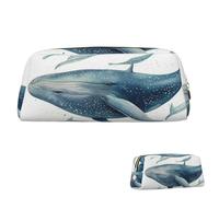 SDTYKHJ Pencil Case Blue Whale Big Pencil Bag Portable Coin Pouch Aesthetic Cosmetic Bag Leather Makeup Bag, Gold, One Size