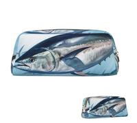 SDTYKHJ Pencil Case Bluefin Tuna Thunnus Big Pencil Bag Portable Coin Pouch Aesthetic Cosmetic Bag Leather Makeup Bag, Gold, One size