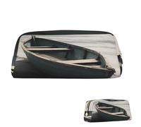 SDTYKHJ Pencil Case Boat by the Sea Big Pencil Bag Portable Coin Pouch Aesthetic Cosmetic Bag Leather Makeup Bag, Gold, One Size