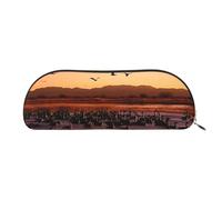 SDTYKHJ Pencil Case Bosque del Apache Wildlife Refuge Big Pencil Bag Portable Coin Pouch Aesthetic Cosmetic Bag Leather Makeup Bag, Gold, One Size