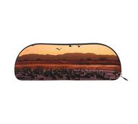 SDTYKHJ Pencil Case Bosque del Apache Wildlife Refuge Big Pencil Bag Portable Coin Pouch Aesthetic Cosmetic Bag Leather Makeup Bag, Silver, One Size