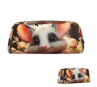 SDTYKHJ Pencil Case Cartoon Opossum and Roses Big Pencil Bag Portable Coin Pouch Aesthetic Cosmetic Bag Leather Makeup Bag