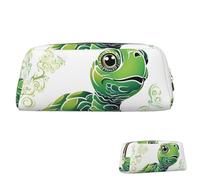 SDTYKHJ Pencil Case Cartoon Turtle Pattern Big Pencil Bag Portable Coin Pouch Aesthetic Cosmetic Bag Leather Makeup Bag, Gold, One Size