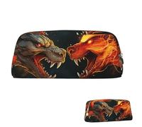 SDTYKHJ Pencil Case Chic Cool Two Fighting Roaring Dragon Big Pencil Bag Portable Coin Pouch Aesthetic Cosmetic Bag Leather Makeup Bag, Gold, One size