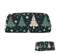 SDTYKHJ Pencil Case Christmas tree pattern Big Pencil Bag Portable Coin Pouch Aesthetic Cosmetic Bag Leather Makeup Bag, Gold, One size