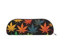 SDTYKHJ Pencil Case Colorful Cannabis Leaves Big Pencil Bag Portable Coin Pouch Aesthetic Cosmetic Bag Leather Makeup Bag, Silver, One size