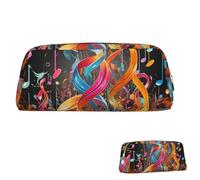SDTYKHJ Pencil Case Colorful Musical Note Big Pencil Bag Portable Coin Pouch Aesthetic Cosmetic Bag Leather Makeup Bag