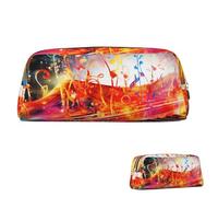 SDTYKHJ Pencil Case Colorful Piano Keyboard Music Note Big Pencil Bag Portable Coin Pouch Aesthetic Cosmetic Bag Leather Makeup Bag