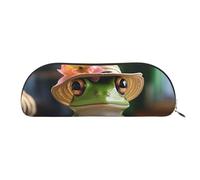 SDTYKHJ Pencil Case Cute Frog in Hat Big Pencil Bag Portable Coin Pouch Aesthetic Cosmetic Bag Leather Makeup Bag, Gold, One size