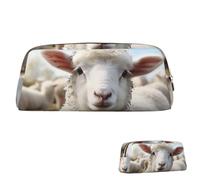 SDTYKHJ Pencil Case Cute Sheep Lamb Big Pencil Bag Portable Coin Pouch Aesthetic Cosmetic Bag Leather Makeup Bag