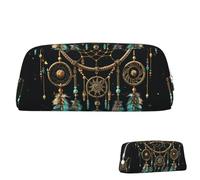 SDTYKHJ Pencil Case Dark dream catcher Big Pencil Bag Portable Coin Pouch Aesthetic Cosmetic Bag Leather Makeup Bag, Silver, One Size