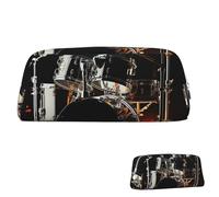 SDTYKHJ Pencil Case Drummer Big Pencil Bag Portable Coin Pouch Aesthetic Cosmetic Bag Leather Makeup Bag, Silver, One Size