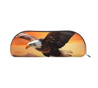 SDTYKHJ Pencil Case Eagle flying in the sunset Big Pencil Bag Portable Coin Pouch Aesthetic Cosmetic Bag Leather Makeup Bag