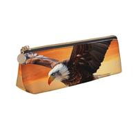 SDTYKHJ Pencil Case Eagle flying in the sunset Big Pencil Bag Portable Coin Pouch Aesthetic Cosmetic Bag Leather Makeup Bag