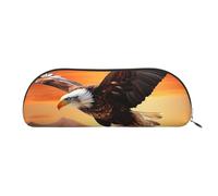 SDTYKHJ Pencil Case Eagle flying in the sunset Big Pencil Bag Portable Coin Pouch Aesthetic Cosmetic Bag Leather Makeup Bag