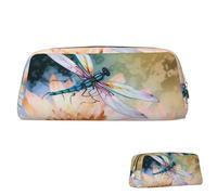 SDTYKHJ Pencil Case Flying Dragonflies Lily Flower Big Pencil Bag Portable Coin Pouch Aesthetic Cosmetic Bag Leather Makeup Bag