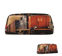 SDTYKHJ Pencil Case Freight Train Big Pencil Bag Portable Coin Pouch Aesthetic Cosmetic Bag Leather Makeup Bag, Gold, One Size