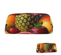 SDTYKHJ Pencil Case Fresh Juicy Fruits Big Pencil Bag Portable Coin Pouch Aesthetic Cosmetic Bag Leather Makeup Bag, Gold, One Size