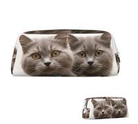 SDTYKHJ Pencil Case Funny Cats Big Pencil Bag Portable Coin Pouch Aesthetic Cosmetic Bag Leather Makeup Bag, Silver, One size