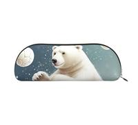 SDTYKHJ Pencil Case Funny Polar Bear Playing Snowball Big Pencil Bag Portable Coin Pouch Aesthetic Cosmetic Bag Leather Makeup Bag