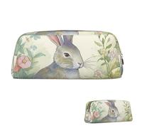 SDTYKHJ Pencil Case Garden Bunny Big Pencil Bag Portable Coin Pouch Aesthetic Cosmetic Bag Leather Makeup Bag, Gold, One Size
