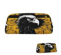 SDTYKHJ Pencil Case Germany Flag Eagle Big Pencil Bag Portable Coin Pouch Aesthetic Cosmetic Bag Leather Makeup Bag, Gold, One size