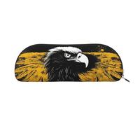 SDTYKHJ Pencil Case Germany Flag Eagle Big Pencil Bag Portable Coin Pouch Aesthetic Cosmetic Bag Leather Makeup Bag, Gold, One Size