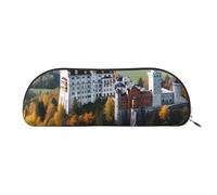 SDTYKHJ Pencil Case Germany Neuschwanstein Castle Big Pencil Bag Portable Coin Pouch Aesthetic Cosmetic Bag Leather Makeup Bag, Silver, One Size
