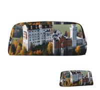 SDTYKHJ Pencil Case Germany Neuschwanstein Castle Big Pencil Bag Portable Coin Pouch Aesthetic Cosmetic Bag Leather Makeup Bag