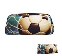 SDTYKHJ Pencil Case Goal Soccer Big Pencil Bag Portable Coin Pouch Aesthetic Cosmetic Bag Leather Makeup Bag, Gold, One size