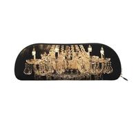 SDTYKHJ Pencil Case Gorgeous Crystal Chandelier Big Pencil Bag Portable Coin Pouch Aesthetic Cosmetic Bag Leather Makeup Bag, Gold, One Size